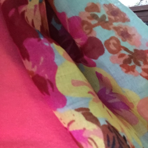 Colorful Infinity Scarf Flower design, Turquoise - Picture 4 of 5